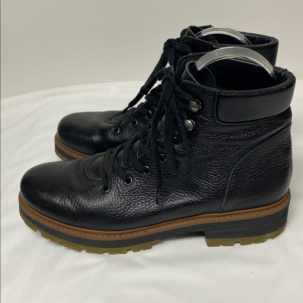 Avellini Black Leather Lace-Up Boots Ankle Black Womens Size 9 - Picture 2 of 5